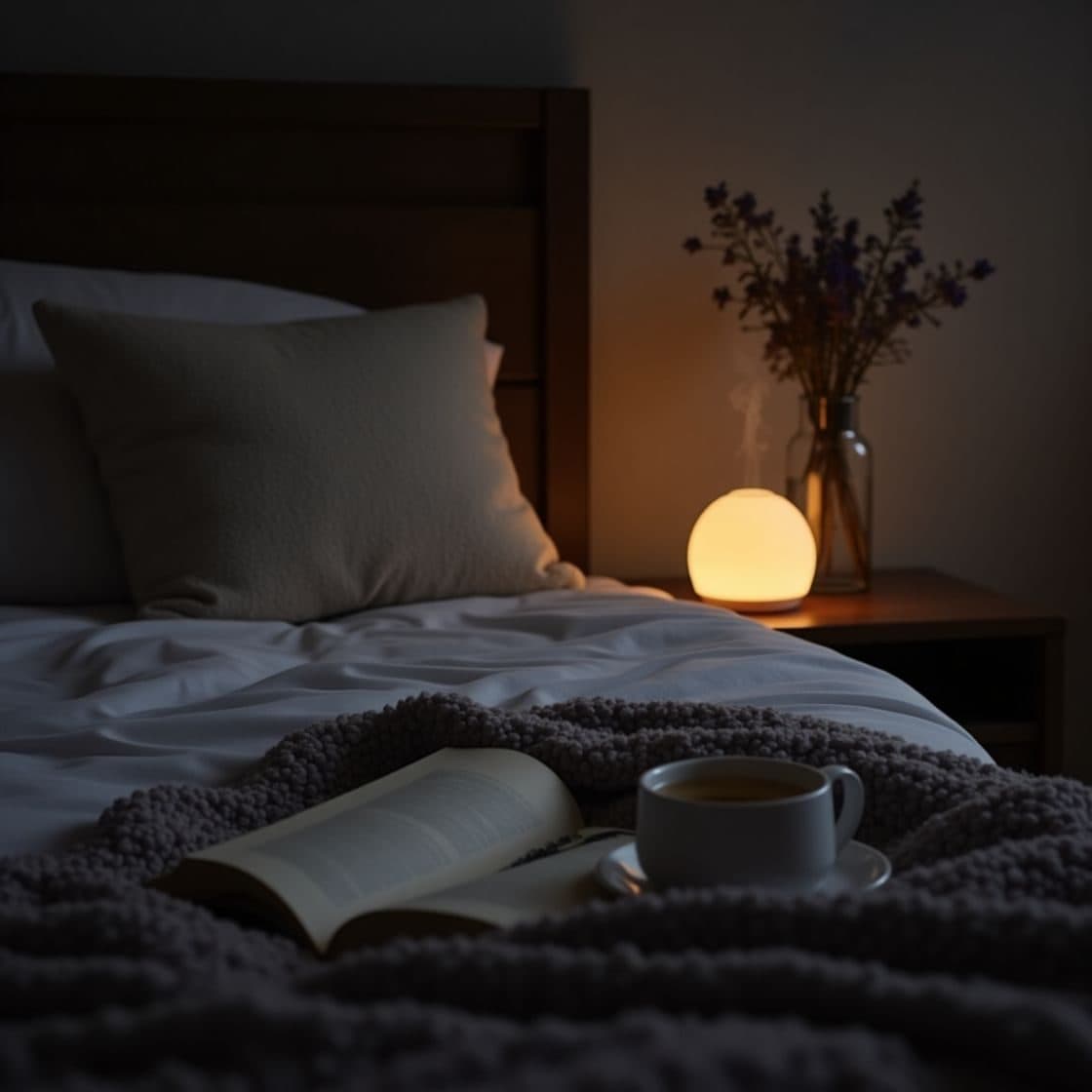 A calm dark bedroom, where the next morning's HRV is decided